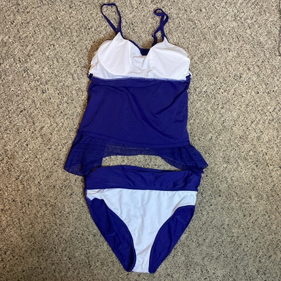 Women’s Tankini Swimsuit 2 Pc Blue Adjustable Straps Sz L NWOT - Picture 7 of 7